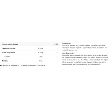 Guarana Bio - 150 Gélules