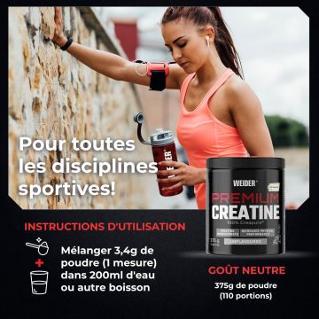 Premium Creatine 100% Creapure® - Pot de 375 Gr