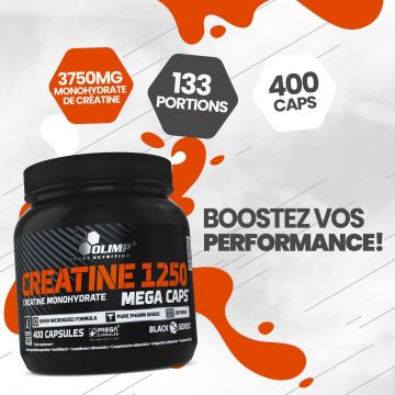 Creatine 1250 Mega Caps - Pot de 400 Caps