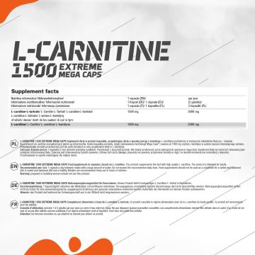 L-Carnitine 1500 Extreme Mega Caps - Boite de 120 Caps