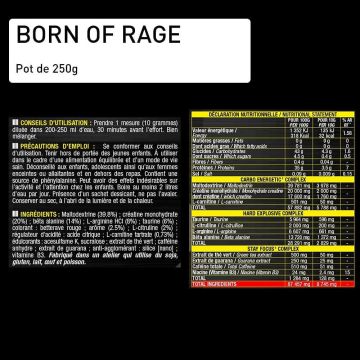 Born of rage - Explosive Préworkout vegan - Pot de 250 Gr