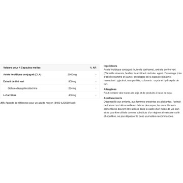 CLA with Green Tea plus L-Carnitine - 60 Capsules molles