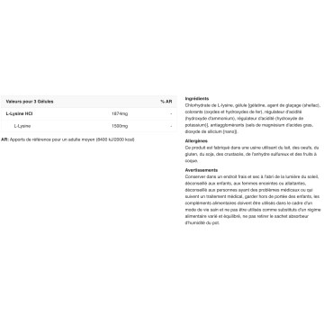 L-Lysine - 90 Gélules