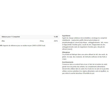 Zinc + Chelate - 60 Comprimés