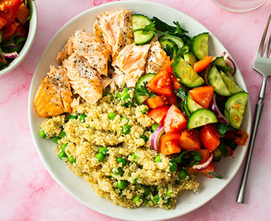 assiette saumon grillé et quinoa